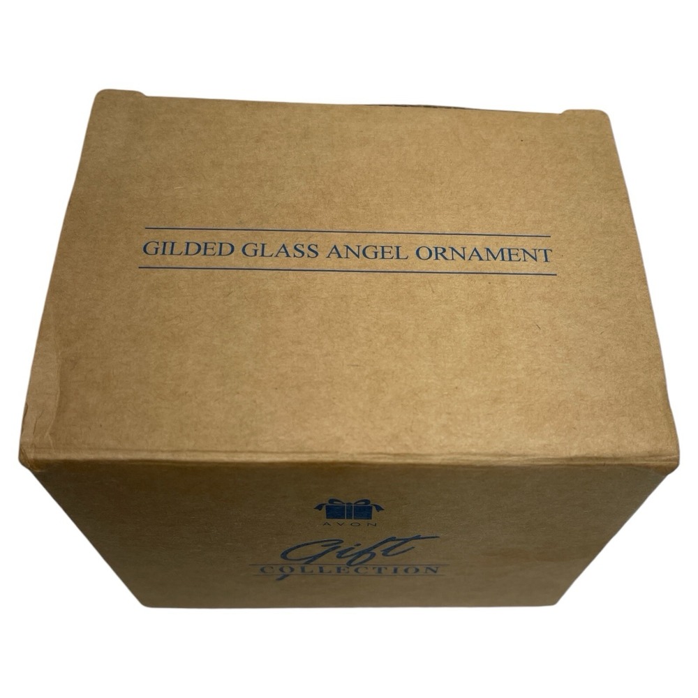 Vintage AVON 1997 Gilded Glass ANGEL ORNAMENT 3.5"  22K Gold in‎ Box - Picture 5 of 5